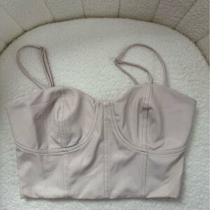 Express Faux Leather Bustier Crop Top in White